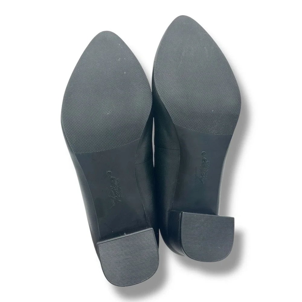 Trotters‎ Black Leather Pointed Toe Block Heel Pumps Women's Shoes 7.5W